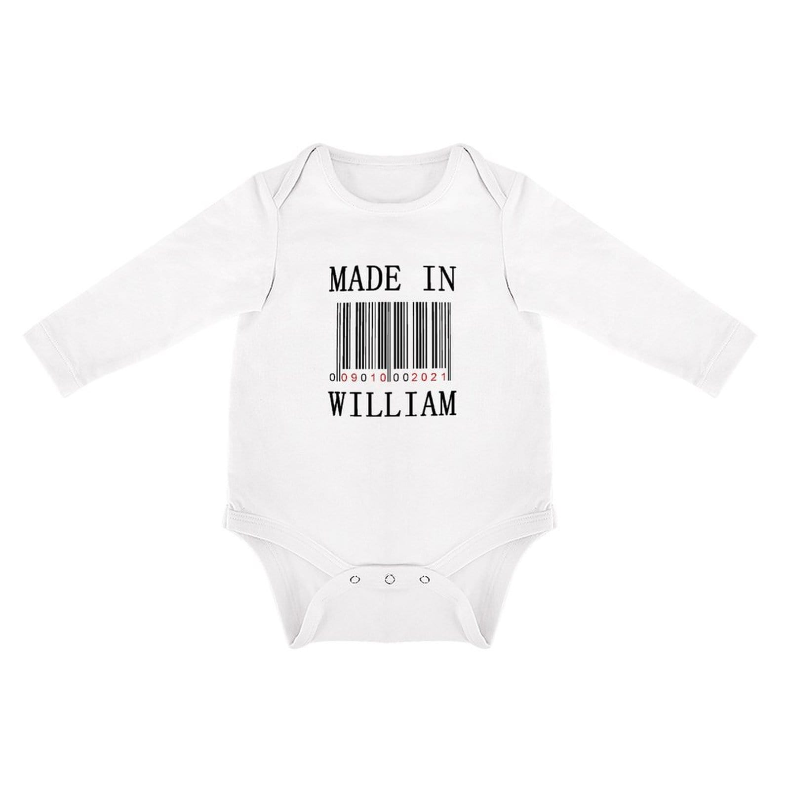 FacePajamas Baby Pajama 3months / White Custom Name&Date Infant Bodysuit One Piece Jumpsuit Personalized Long Sleeve Rompers Baby Clothes