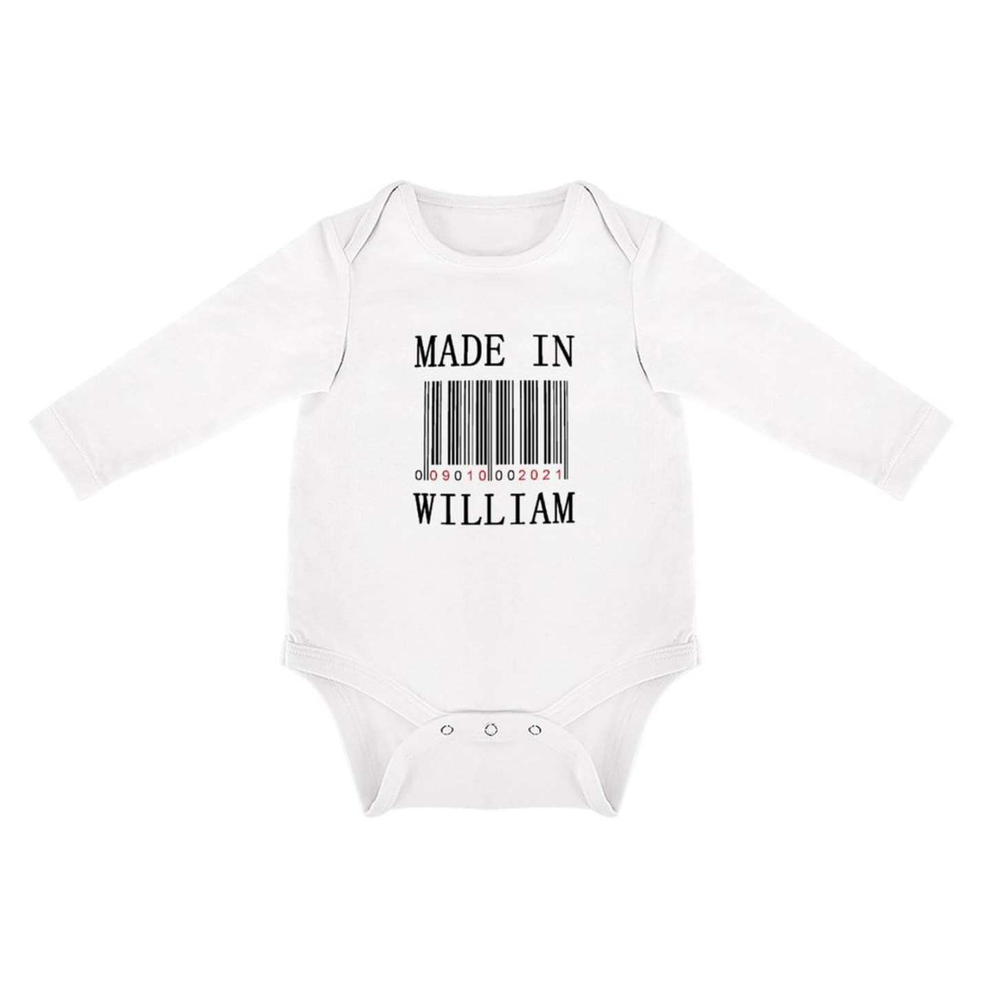 FacePajamas Baby Pajama 3months / White Custom Name&Date Infant Bodysuit One Piece Jumpsuit Personalized Long Sleeve Rompers Baby Clothes