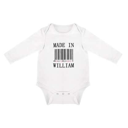FacePajamas Baby Pajama 3months / White Custom Name&Date Infant Bodysuit One Piece Jumpsuit Personalized Long Sleeve Rompers Baby Clothes