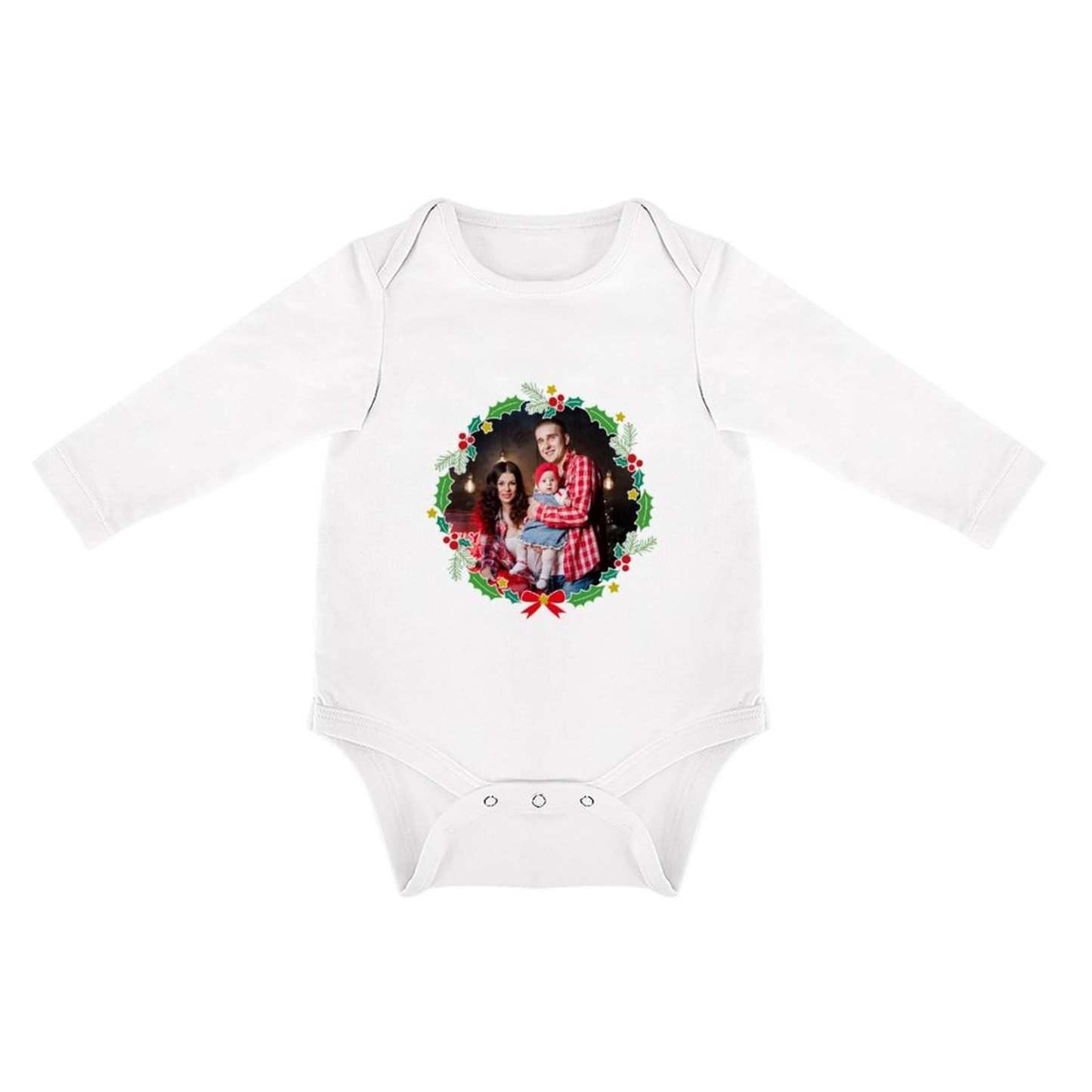 FacePajamas Baby Pajama 3months / White Custom Photo Warm Family Infant Bodysuit One Piece Jumpsuit Personalized Long Sleeve Rompers Baby Clothes