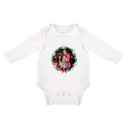 FacePajamas Baby Pajama 3months / White Custom Photo Warm Family Infant Bodysuit One Piece Jumpsuit Personalized Long Sleeve Rompers Baby Clothes