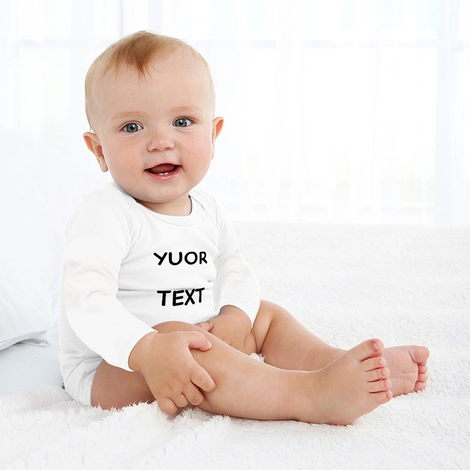 FacePajamas Baby Pajama 3months / White Custom Text Infant Bodysuit One Piece Jumpsuit Personalized Long Sleeve Rompers Baby Clothes
