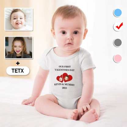 FacePajamas Baby Pajama 3months / White Newborn Baby Jumpsuit Custom Face Mom&Dad Baby Bodysuit Personalized Bubble Romper