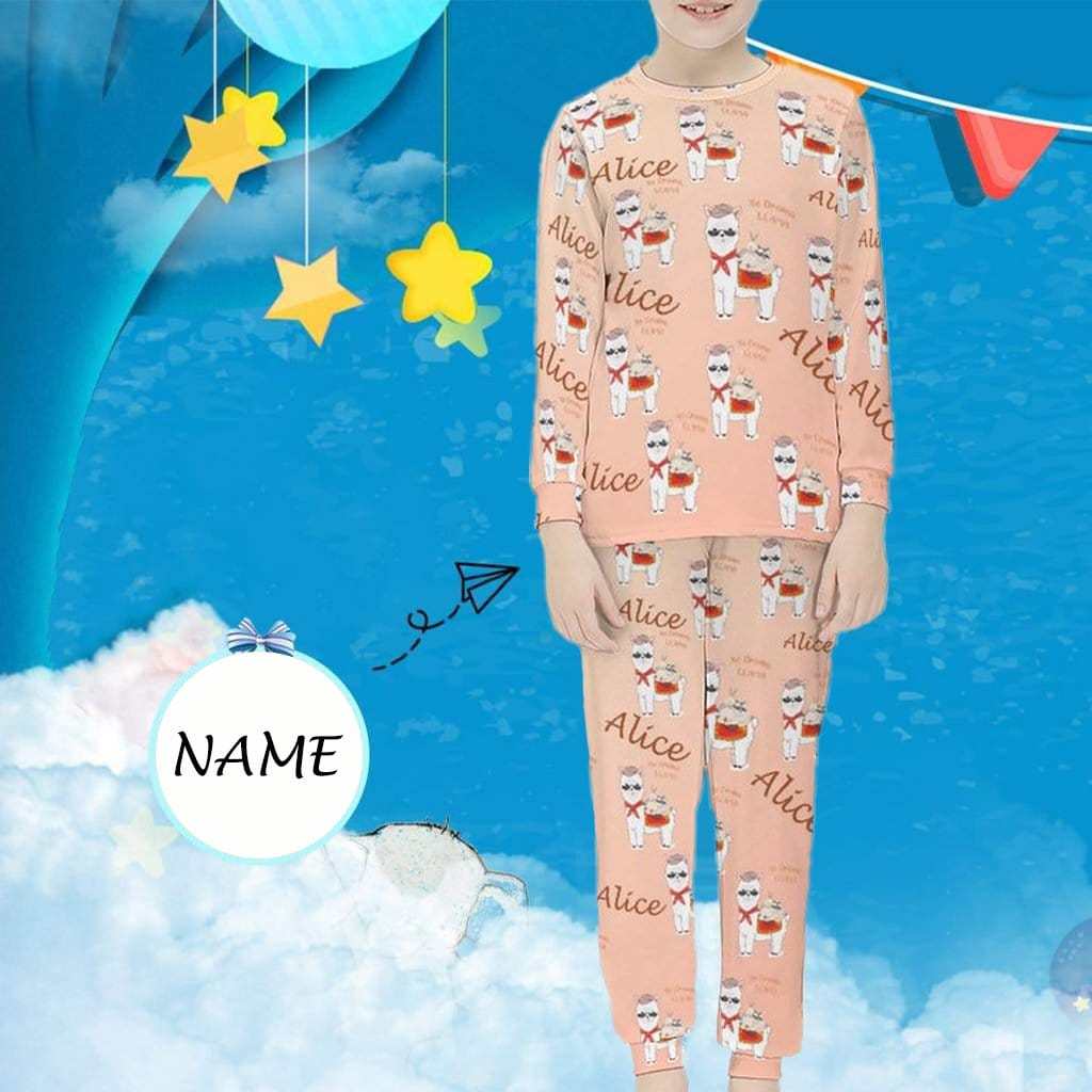 FacePajamas Pajama 6-7Y(XS) Cartoon Animals Pjs Custom Name Red Sleepwear Personalized Kids Long Sleeve Pajama Set