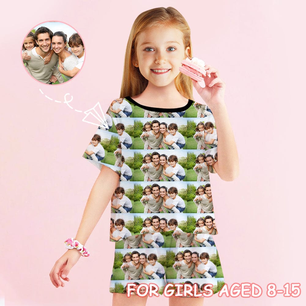 FacePajamas Pajama 8-9Y [Special Sale] Big Kids Pajamas Custom Photo Happy Family Childrens Pyjamas Sets Short Pajama Set For Girls Summer Loungewear