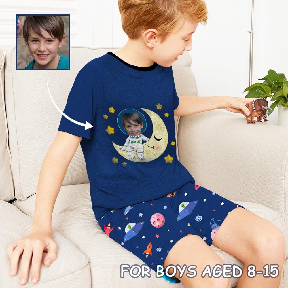 FacePajamas Pajama Big Boy Pajamas Custom Face Dream Personalized Kids Short Sleeve Pajama Set For Boys 8-15Y
