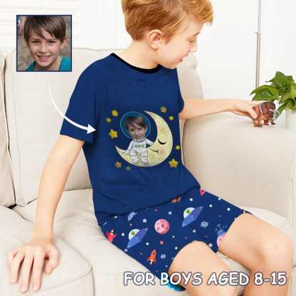 FacePajamas Pajama Big Boy Pajamas Custom Face Dream Personalized Kids Short Sleeve Pajama Set For Boys 8-15Y