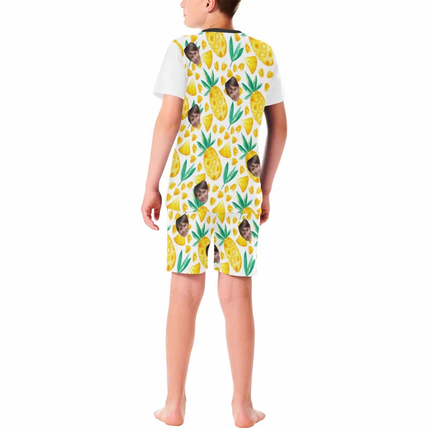 FacePajamas Pajama Big Boy Pajamas  Custom Face Seamless Pineapple Nightwear Personalized Kids' Short Pajama Set For Boys 8-15Y