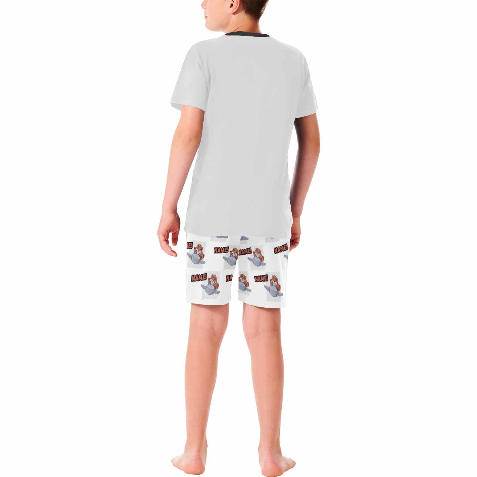 FacePajamas Pajama Big Boy Pajamas Custom Name Cartoon Animals Nightclothes Personalized Kids' Short Pajama Set For Boys 8-15Y