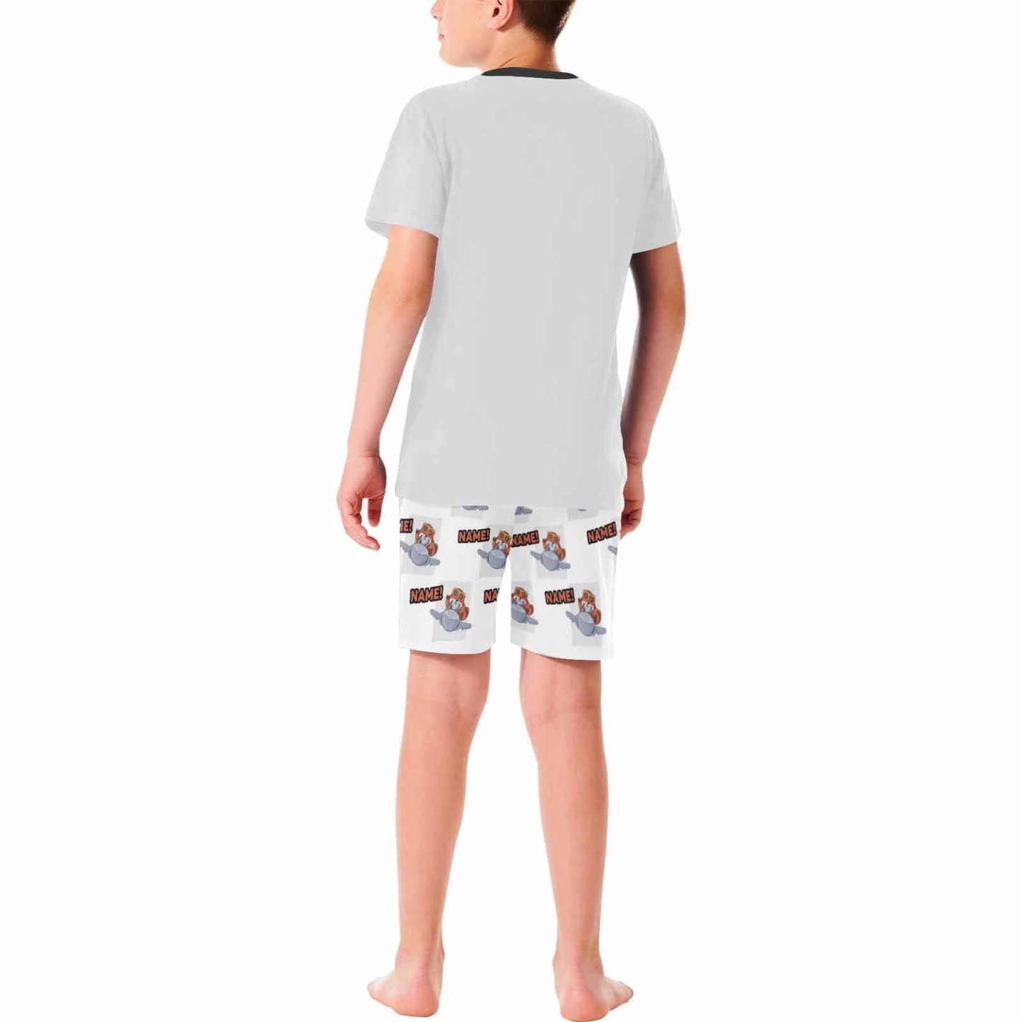 FacePajamas Pajama Big Boy Pajamas Custom Name Cartoon Animals Nightclothes Personalized Kids' Short Pajama Set For Boys 8-15Y