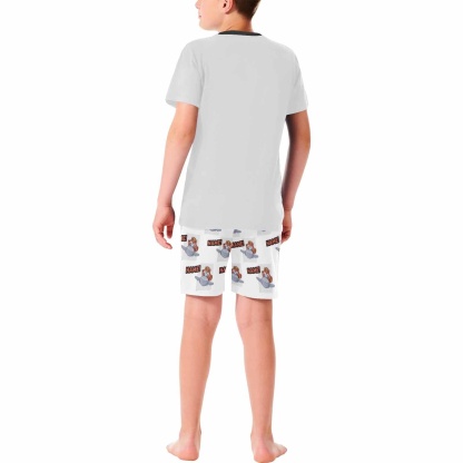 FacePajamas Pajama Big Boy Pajamas Custom Name Cartoon Animals Nightclothes Personalized Kids' Short Pajama Set For Boys 8-15Y