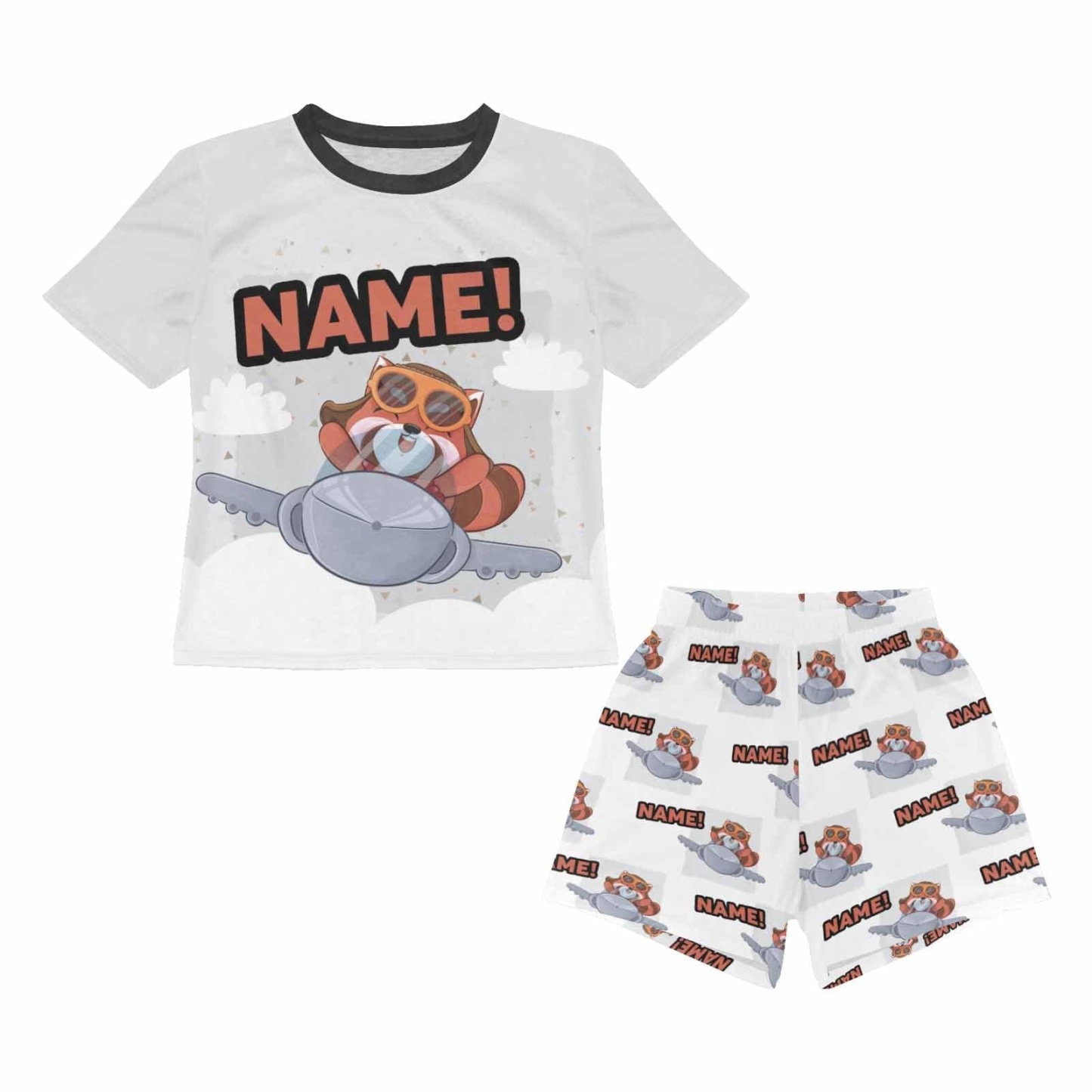 FacePajamas Pajama Big Boy Pajamas Custom Name Cartoon Animals Nightclothes Personalized Kids' Short Pajama Set For Boys 8-15Y