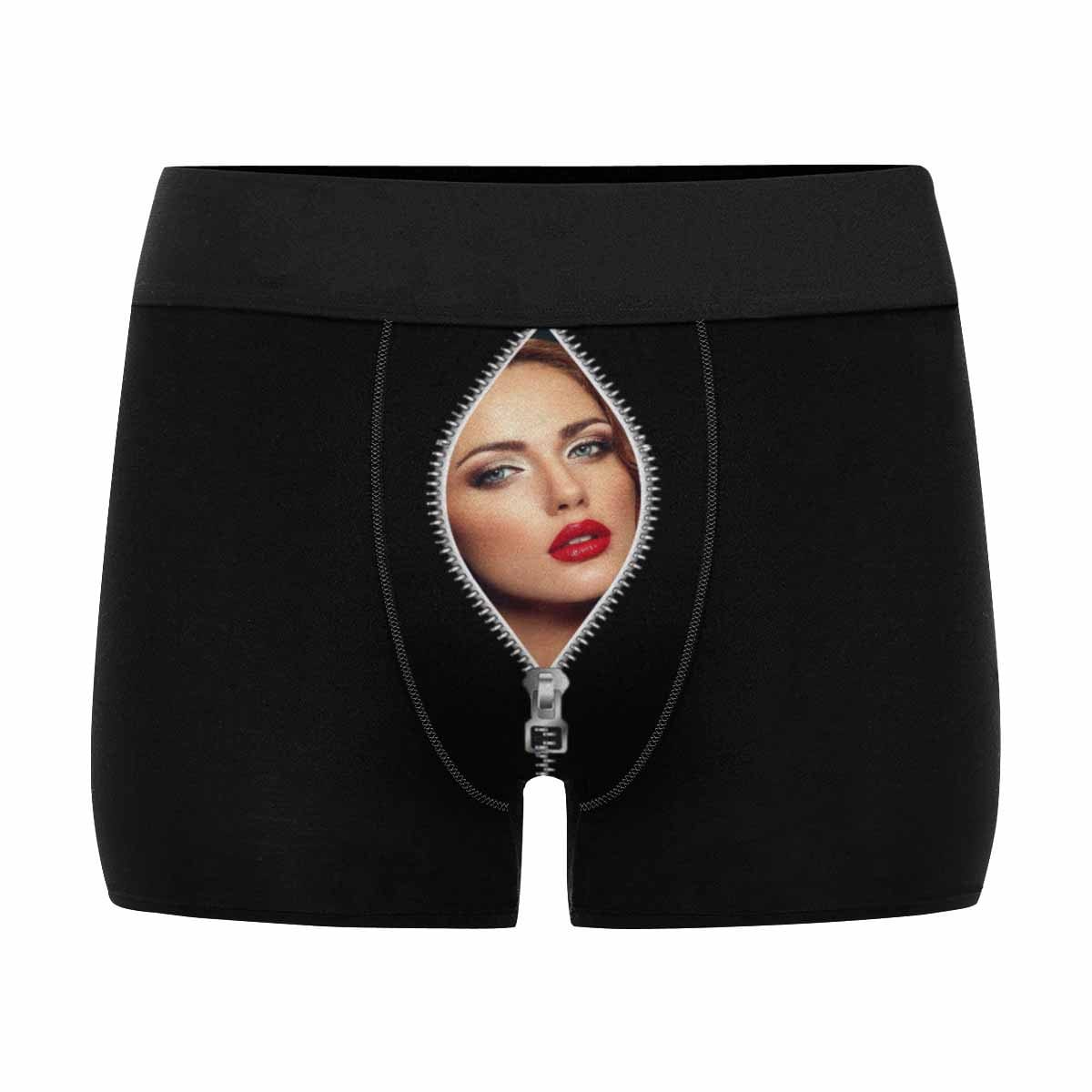 FacePajamas Underwear Black / XS [Made In USA] Custom Men's Boxer Briefs with Girlfriend Zip Face Personalized Underwear Valentines Gift for Him