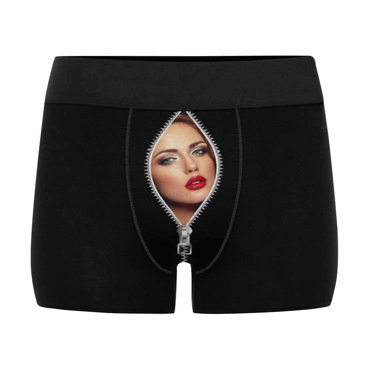 FacePajamas Underwear Black / XS [Made In USA] Custom Men's Boxer Briefs with Girlfriend Zip Face Personalized Underwear Valentines Gift for Him
