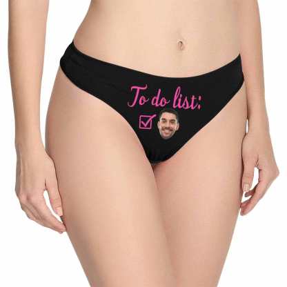 FacePajamas Women Underwear Black / XS Personalized Womens Lingerie Custom Face Underwear Multicolor To Do List Women's Classic Thongs Valentine's Day Gifts for Girlfriend & Wife
