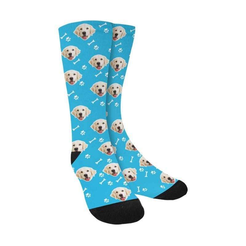 FacePajamas Sublimated Crew Socks Blue / Normal Custom Dog Face Socks Funny Printed Photo Pet Socks Personalized Picture Sublimated Crew Socks