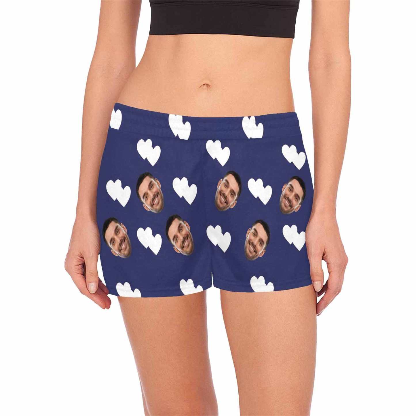 FacePajamas Pajama Shirt&Pants Blue / S Custom Face Women's Pajama Shorts Multiple Colors Love Personalized Sleepwear Shorts