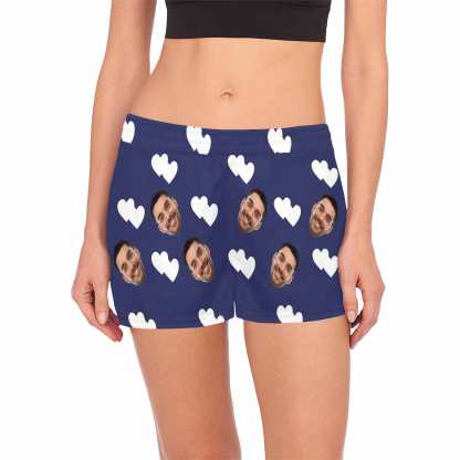 FacePajamas Pajama Shirt&Pants Blue / S Custom Face Women's Pajama Shorts Multiple Colors Love Personalized Sleepwear Shorts