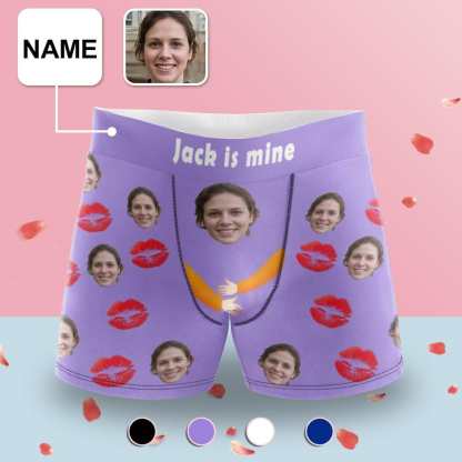 FacePajamas Men Underwear Boxer Briefs with Custom Waistband Men's Custom Face&Name Hug Lip Underwear