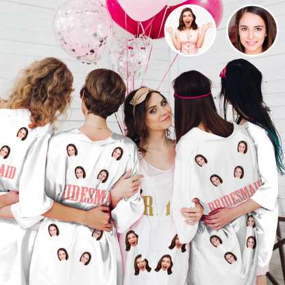 FacePajamas Pajama-2ML-SDS #Bride Robe#For Wedding-Custom Face Unique Short Robe For Bride and Bridesmaids The Best Getting Ready Robes for Your Bridal Party