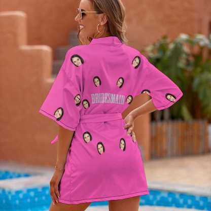 FacePajamas Pajama-2ML-SDS #Bride Robe#For Wedding-Custom Face Unique Short Robe For Bride and Bridesmaids The Best Getting Ready Robes for Your Bridal Party