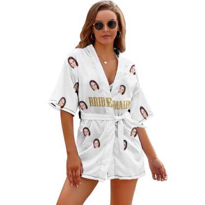 FacePajamas Pajama-2ML-SDS Bridesmaid(Style 2) / S #Bride Robe#For Wedding-Custom Face Unique Short Robe For Bride and Bridesmaids The Best Getting Ready Robes for Your Bridal Party