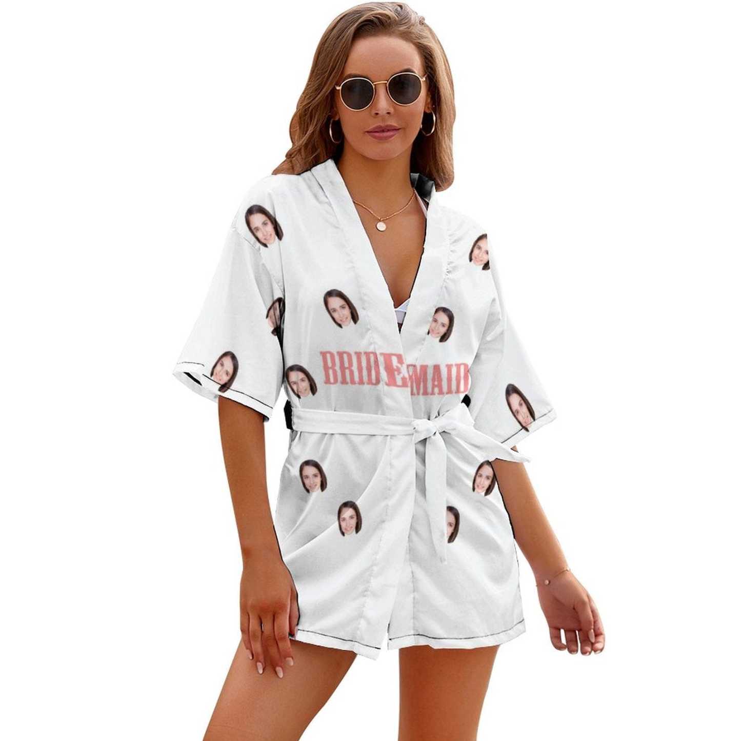 FacePajamas Pajama-2ML-SDS Bridesmaid(Style 3) / S #Bride Robe#For Wedding-Custom Face Unique Short Robe For Bride and Bridesmaids The Best Getting Ready Robes for Your Bridal Party