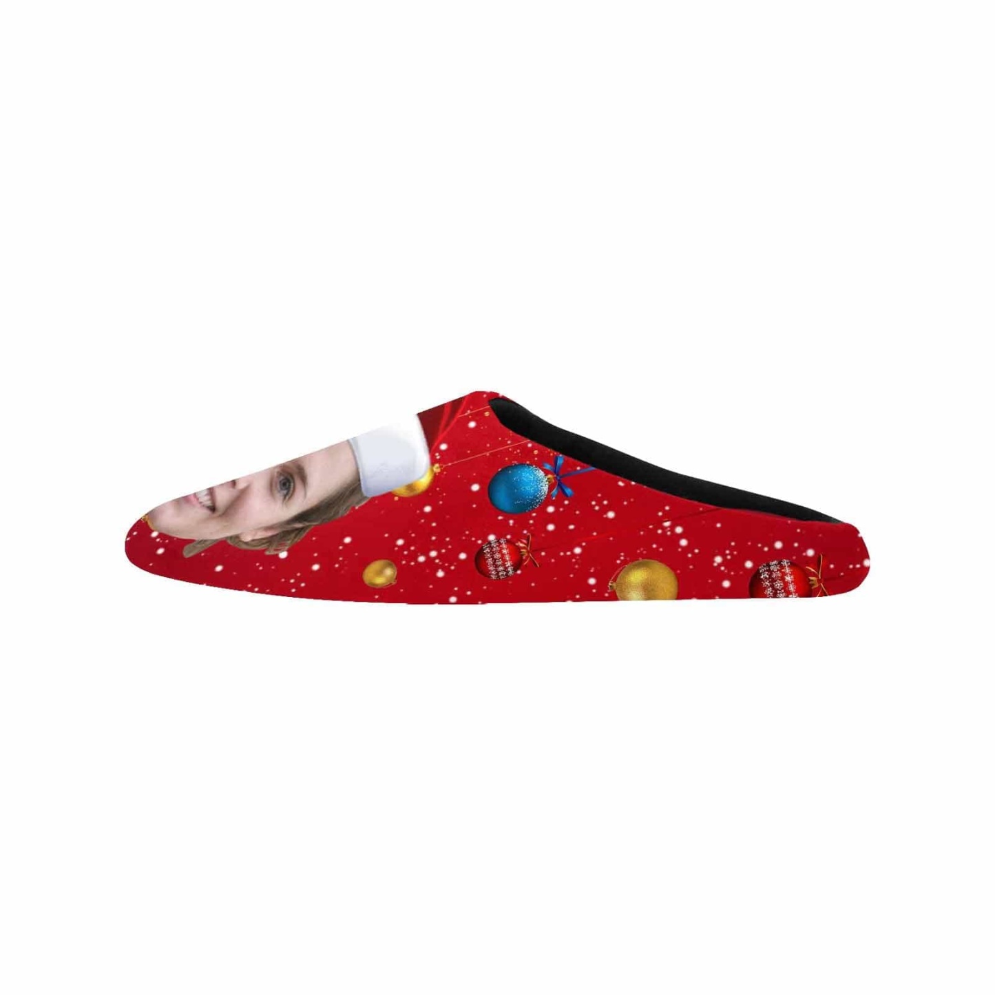 FacePajamas Slippers Couple Gift Red Custom Face Christmas Tree All Over Print Personalized Non-Slip Cotton Slippers For Girlfriend Boyfriend