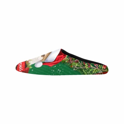 FacePajamas Slippers Couple Gift Red Green Custom Pet Cat Photo All Over Print Personalized Non-Slip Cotton Slippers For Girlfriend Boyfriend