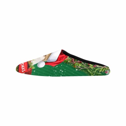 FacePajamas Slippers Couple Gift Red Green Custom Pet Cat Photo All Over Print Personalized Non-Slip Cotton Slippers For Girlfriend Boyfriend