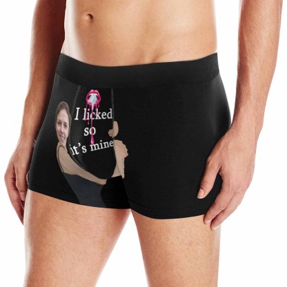 FacePajamas Men Underwear Custom Boxer Briefs for Men I Licked Personalized Men's Boxer Underwear with Wife's Face for Funny Valentine's Day Gift