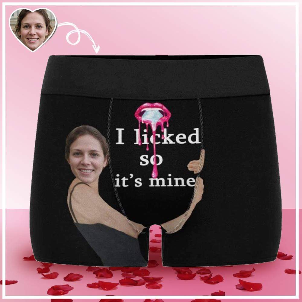 FacePajamas Men Underwear Custom Boxer Briefs for Men I Licked Personalized Men's Boxer Underwear with Wife's Face for Funny Valentine's Day Gift