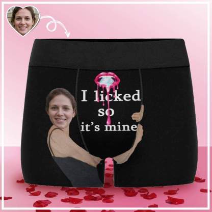 FacePajamas Men Underwear Custom Boxer Briefs for Men I Licked Personalized Men's Boxer Underwear with Wife's Face for Funny Valentine's Day Gift