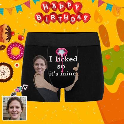 FacePajamas Men Underwear Custom Boxer Briefs for Men I Licked Personalized Men's Boxer Underwear with Wife's Face for Funny Valentine's Day Gift
