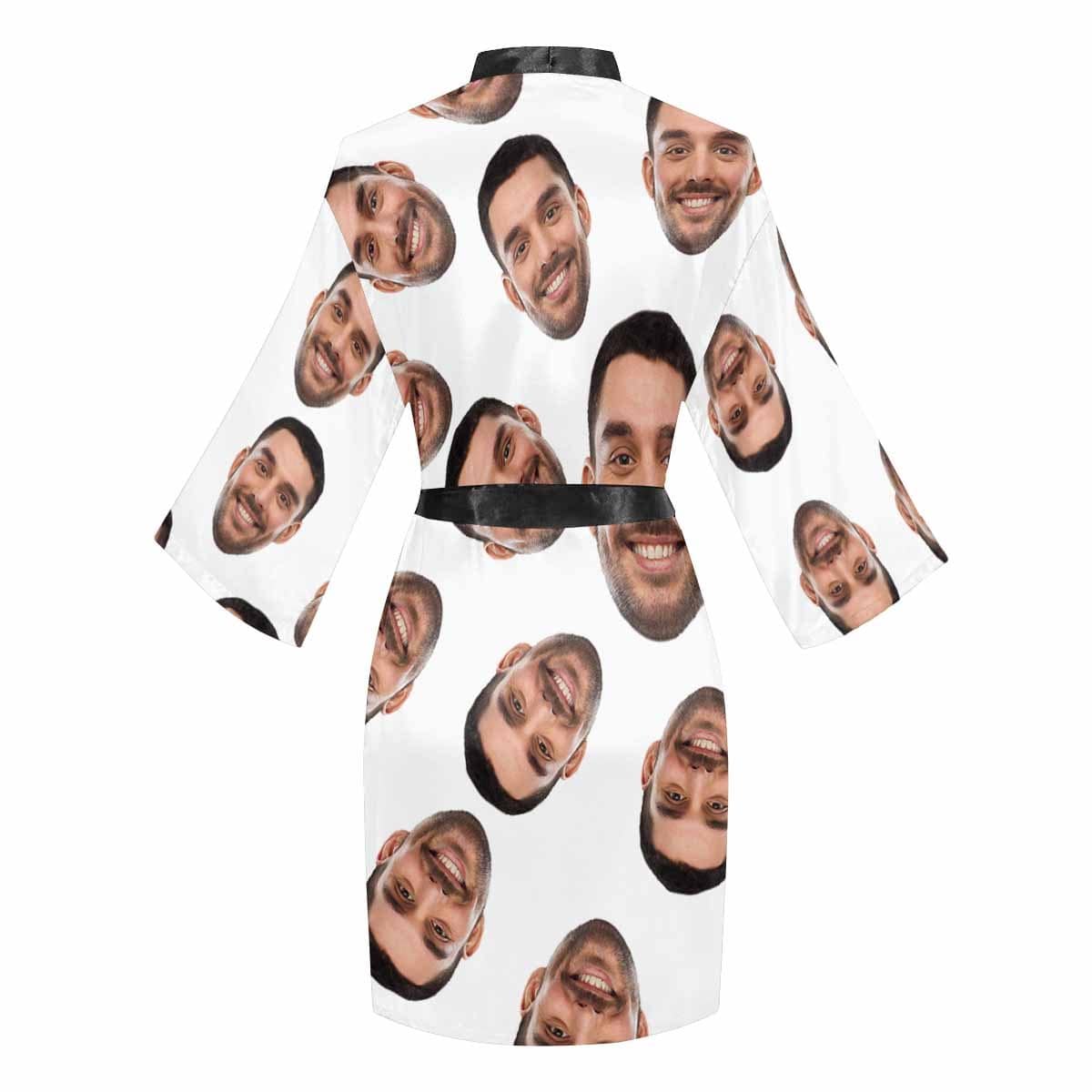 FacePajamas Pajama Custom Boyfriend Face Black Background Women's Short Pajamas Funny Personalized Photo Pajamas Kimono Robe