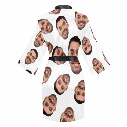 FacePajamas Pajama Custom Boyfriend Face Black Background Women's Short Pajamas Funny Personalized Photo Pajamas Kimono Robe
