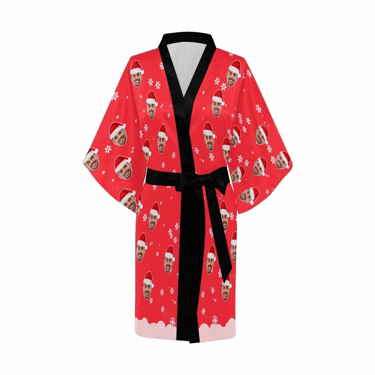 FacePajamas Pajama Custom Boyfriend Face Christmas Red Women's Short Pajamas Funny Personalized Photo Pajamas Kimono Robe