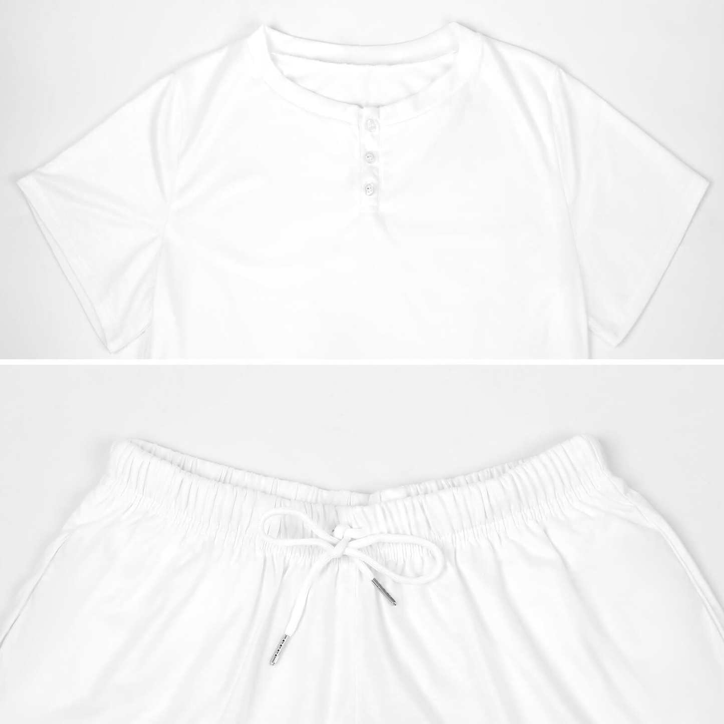 FacePajamas Pajama-2ML-SDS Custom Boyfriend Face White Background Pajama Set Women's Short Sleeve Top and Shorts Loungewear Athletic Tracksuits
