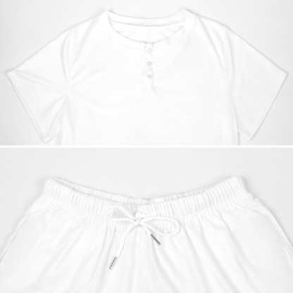 FacePajamas Pajama-2ML-SDS Custom Boyfriend Face White Background Pajama Set Women's Short Sleeve Top and Shorts Loungewear Athletic Tracksuits