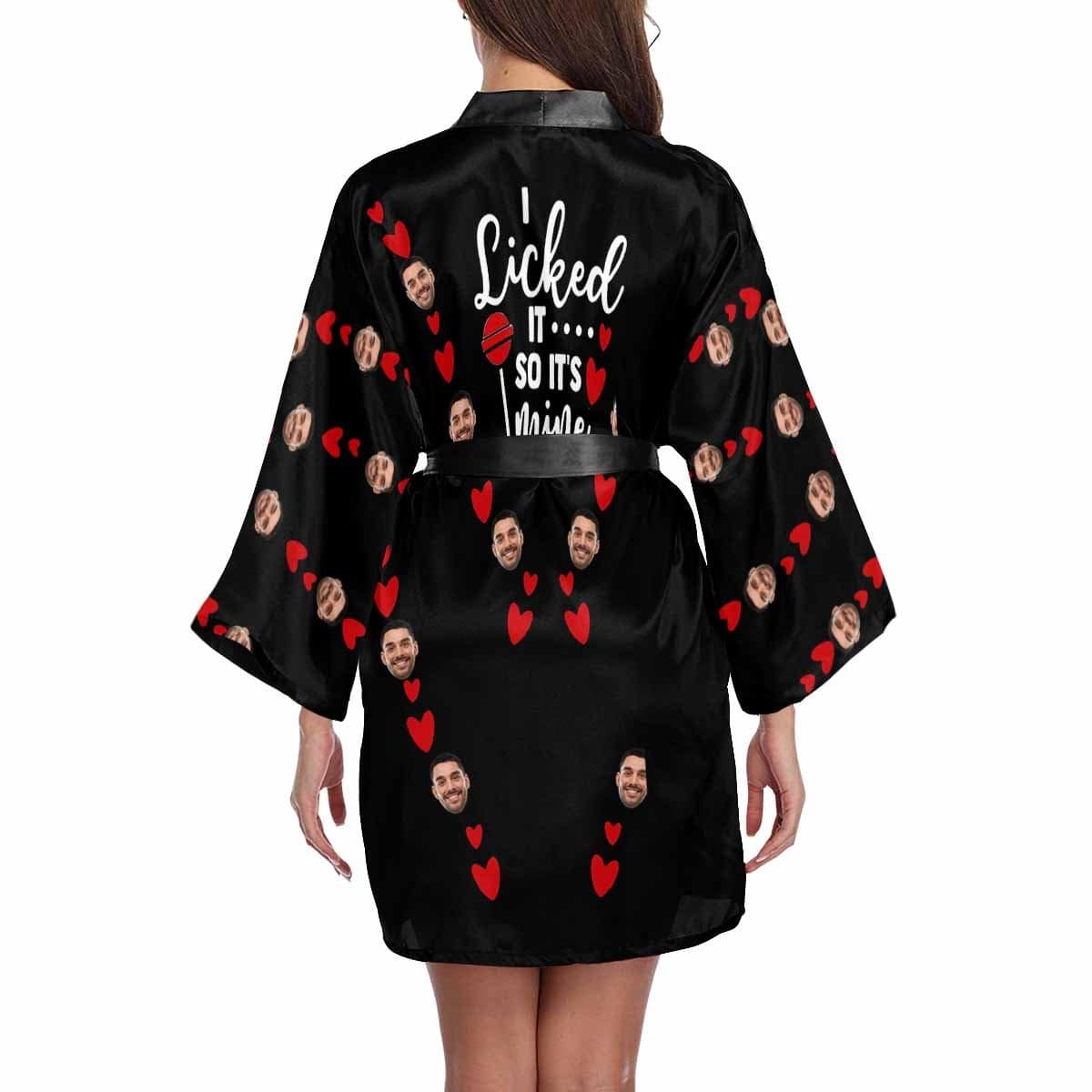 FacePajamas Pajama Custom Boyfriend Face It's Mine Women's Summer Short Nightwear Funny Personalized Photo Pajamas Kimono Robe