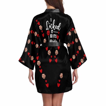 FacePajamas Pajama Custom Boyfriend Face It's Mine Women's Summer Short Nightwear Funny Personalized Photo Pajamas Kimono Robe