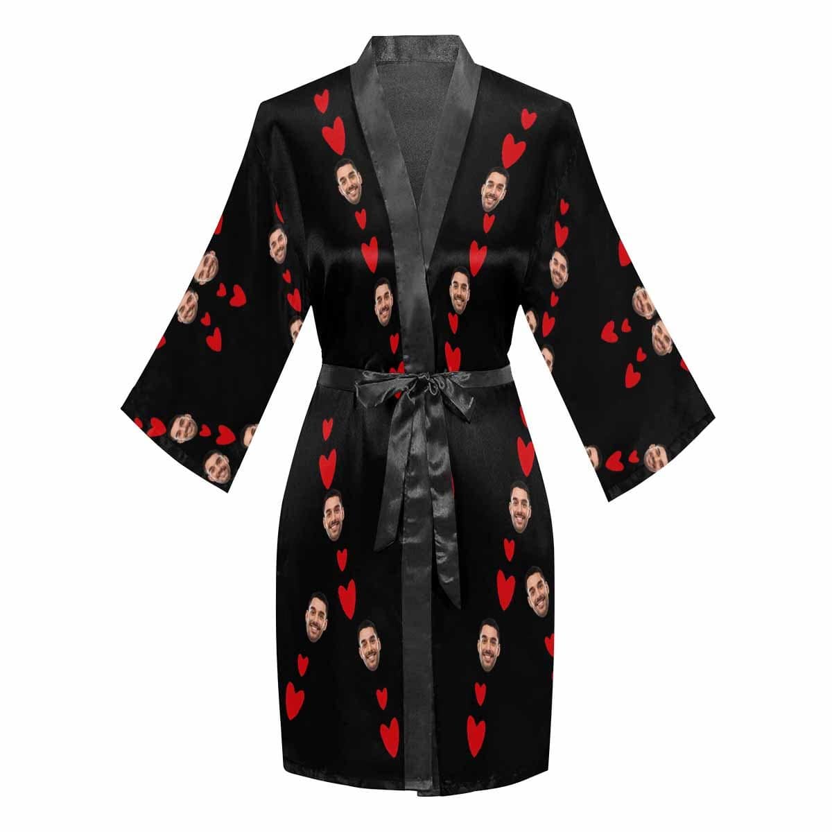 FacePajamas Pajama Custom Boyfriend Face It's Mine Women's Summer Short Nightwear Funny Personalized Photo Pajamas Kimono Robe