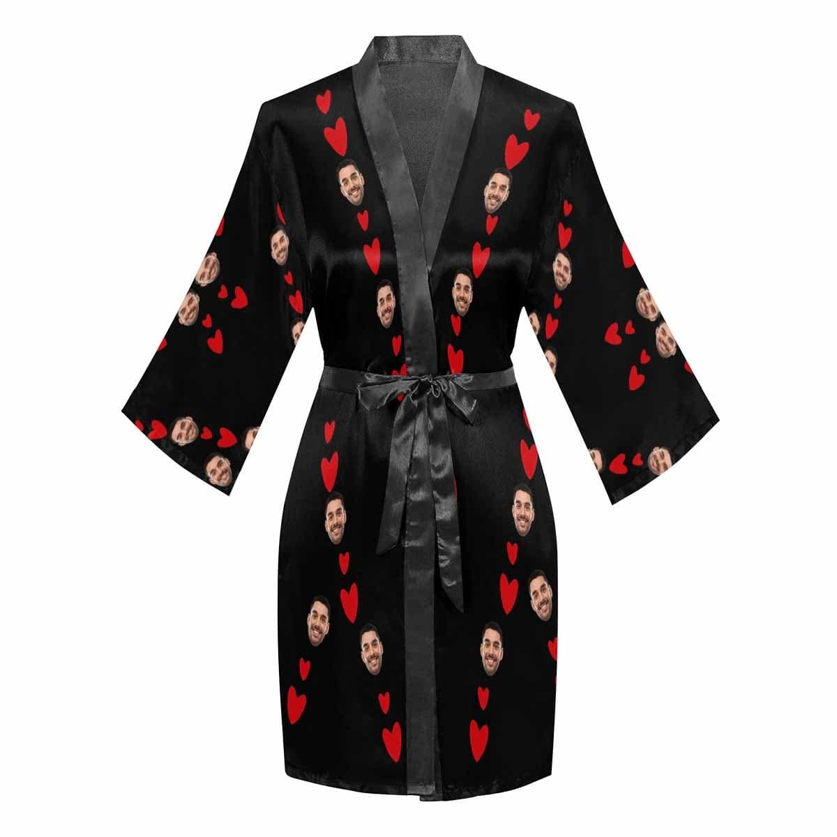 FacePajamas Pajama Custom Boyfriend Face It's Mine Women's Summer Short Nightwear Funny Personalized Photo Pajamas Kimono Robe