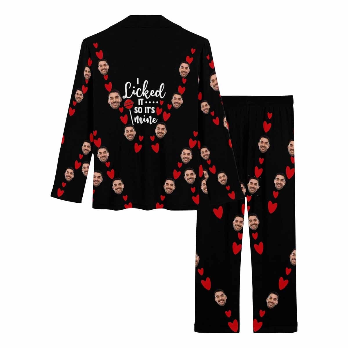 FacePajamas Pajama Custom Boyfriend Face Pajamas I Licked Sleepwear Personalized Women's Slumber Party Long Pajama Set