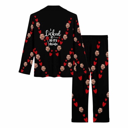 FacePajamas Pajama Custom Boyfriend Face Pajamas I Licked Sleepwear Personalized Women's Slumber Party Long Pajama Set