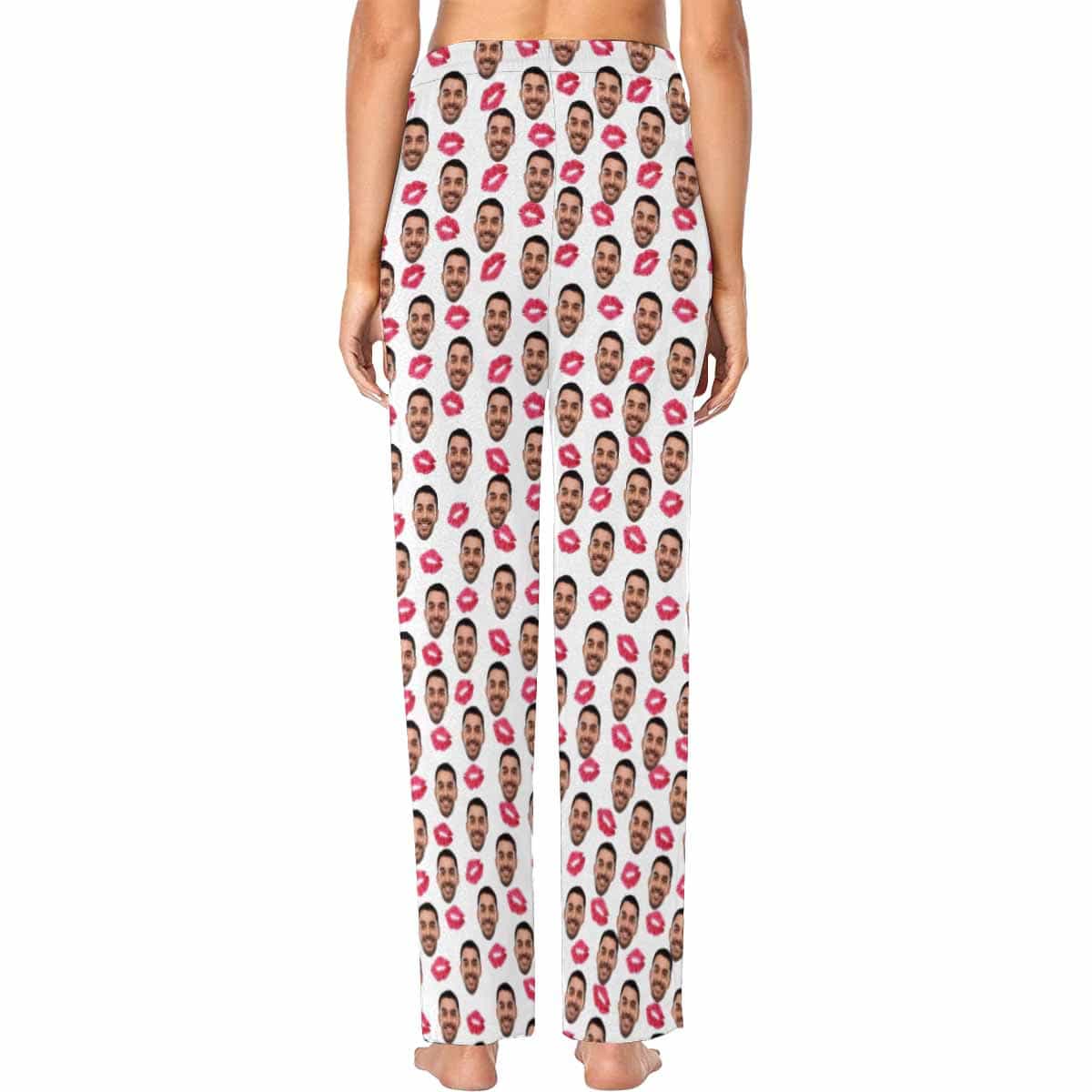 FacePajamas Pajama Custom Boyfriend Face Pajamas Red Lips Sleepwear Personalized Women's Long Pajama Shirt&Pants