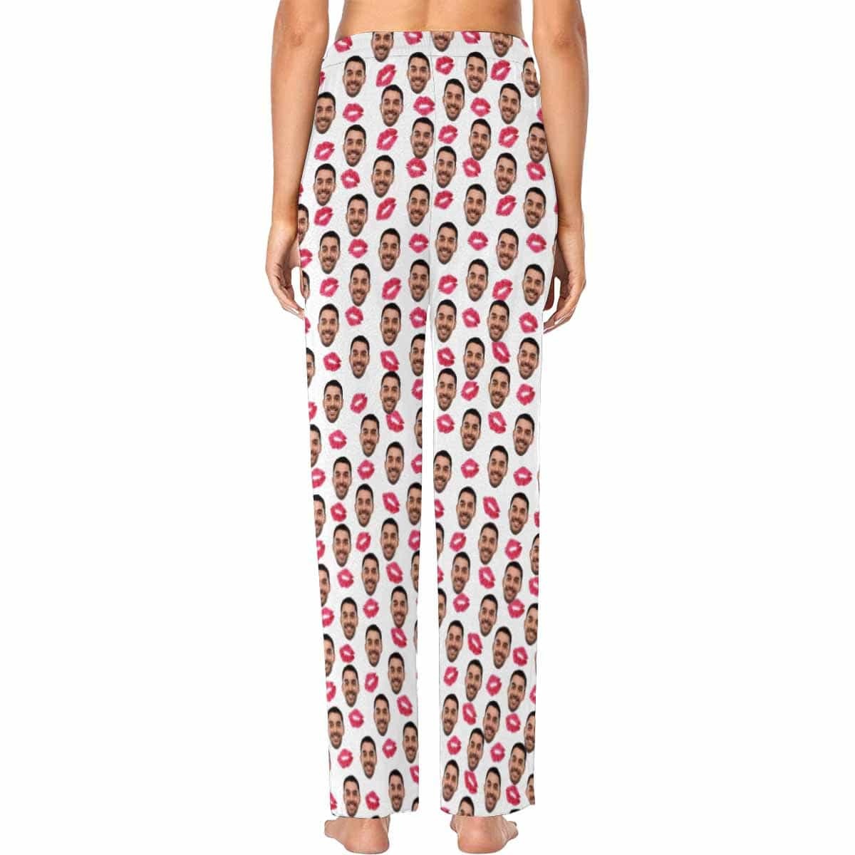 FacePajamas Pajama Custom Boyfriend Face Pajamas Red Lips Sleepwear Personalized Women's Long Pajama Shirt&Pants