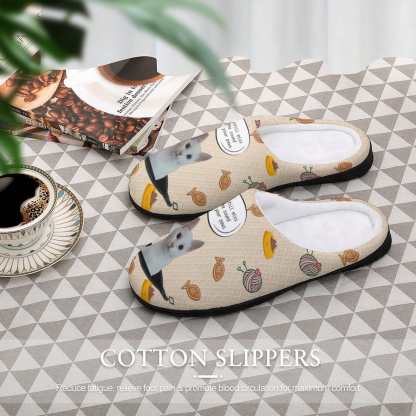 FacePajamas Slippers-2YX-SDS Custom Cat's Photo Miss Your Paws All Over Print Cotton Slippers