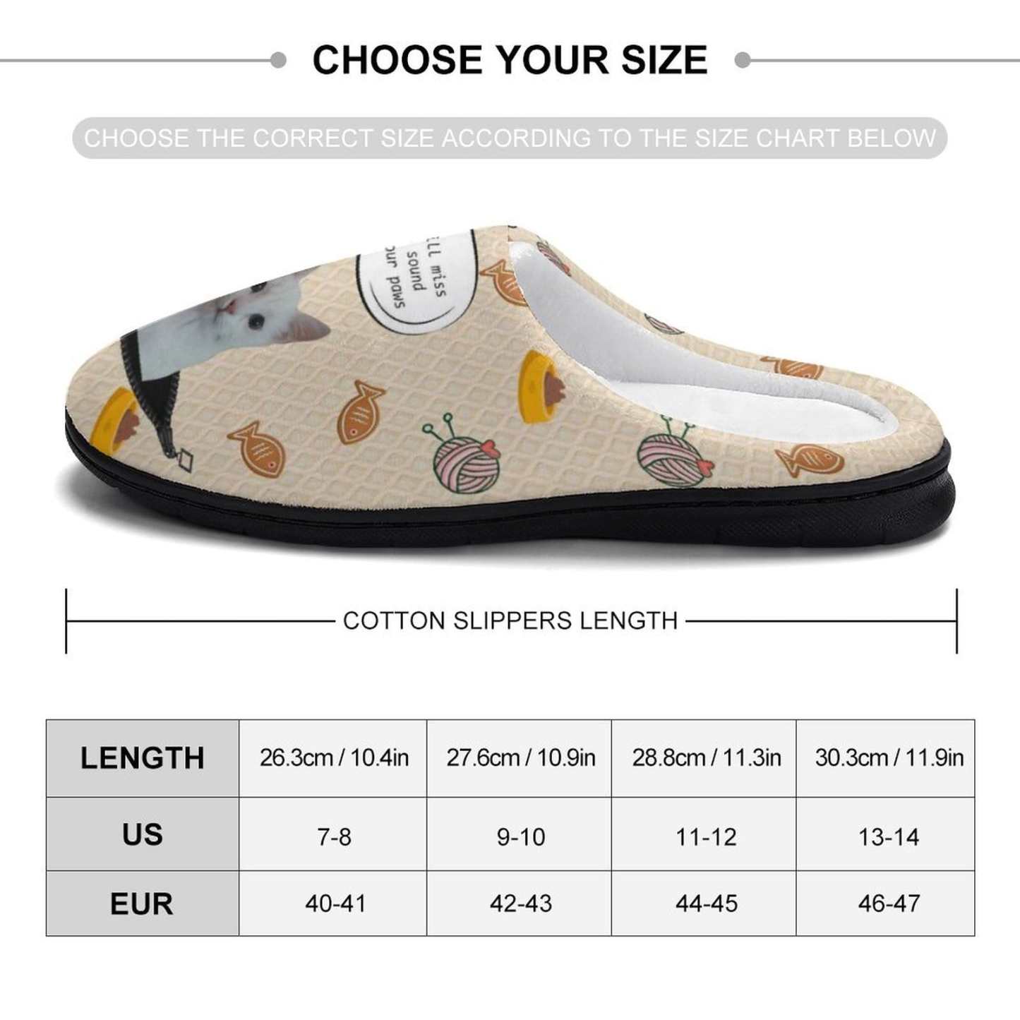 FacePajamas Slippers-2YX-SDS Custom Cat's Photo Miss Your Paws All Over Print Cotton Slippers