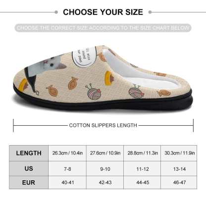 FacePajamas Slippers-2YX-SDS Custom Cat's Photo Miss Your Paws All Over Print Cotton Slippers